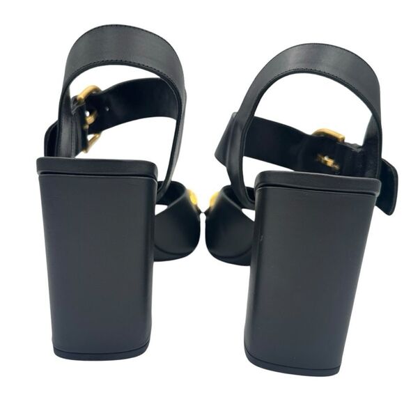 NEW Valentino VLogo Chain Block Heel 85mm Sandals Black Noir Size 10 - Picture 6 of 13
